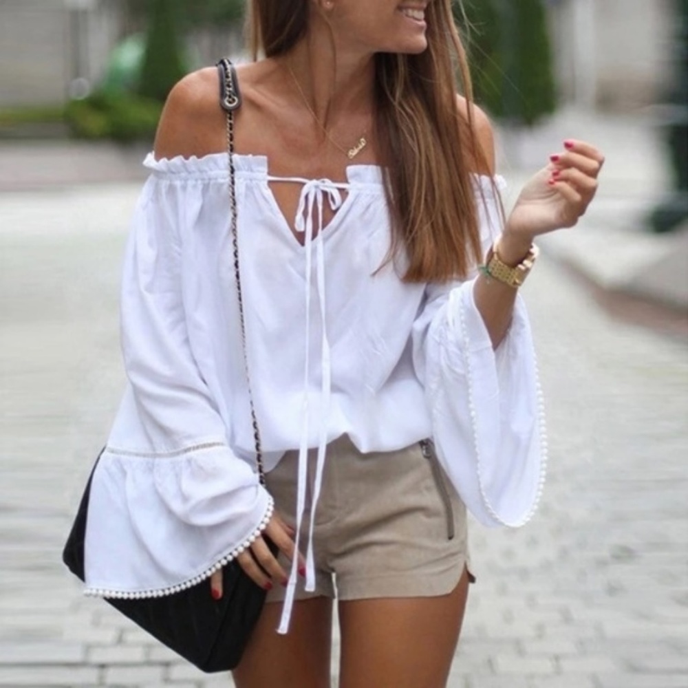 Boho Off Shoulder White Blouse